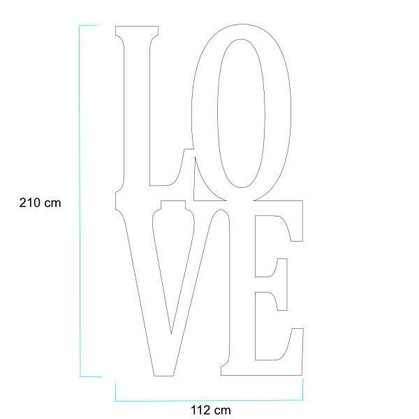3D FOAM "LOVE" LETTERS VERT. 210(H) x 112(W) x 30(D)cm