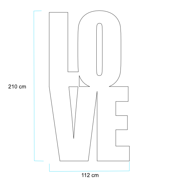 3D FOAM "LOVE" LETTERS VERT. 210(H) x 112(W) x 30(D)cm